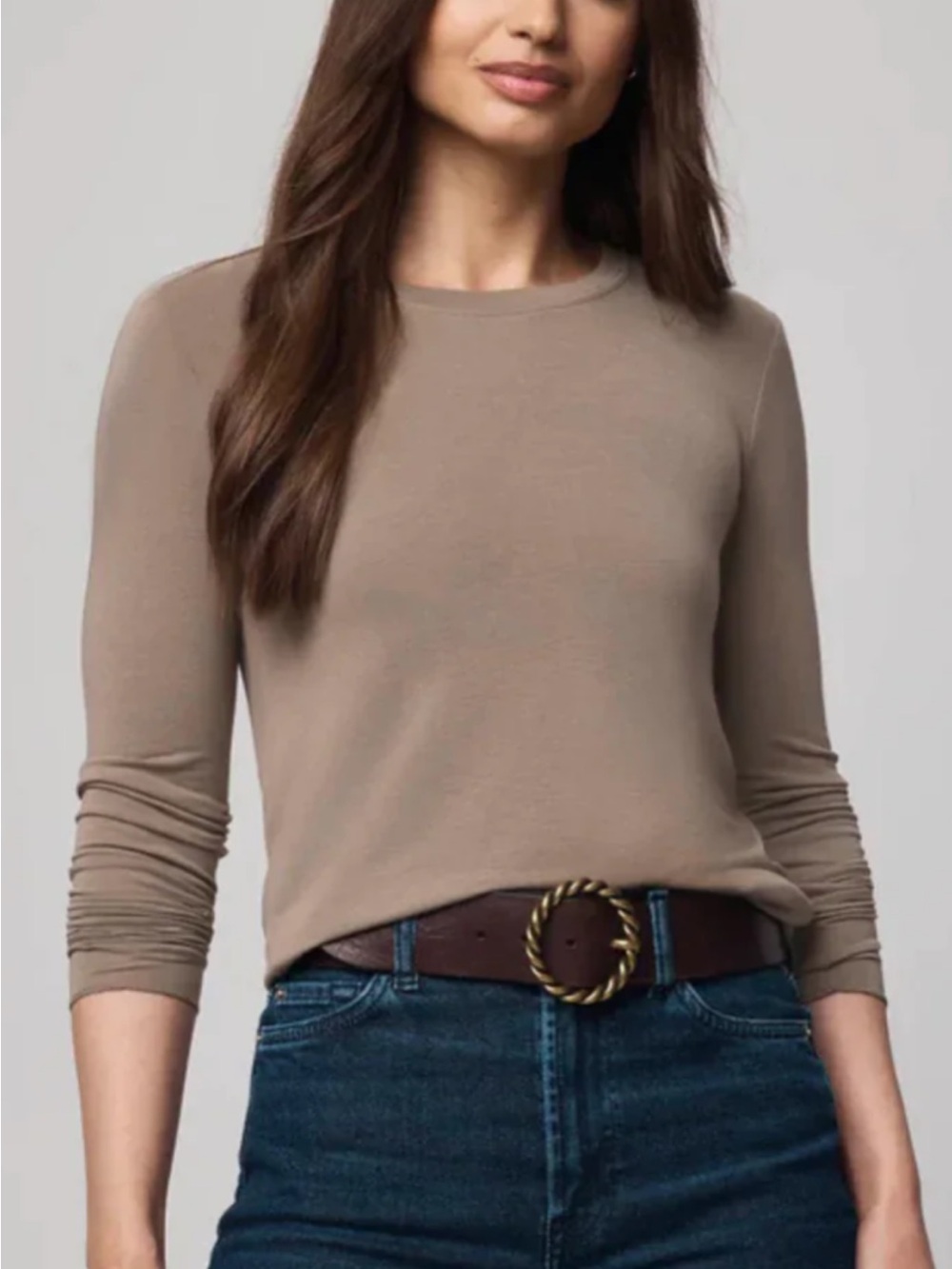 Splendid Long-Sleeve Crewneck Top in Cedar Brown- NWT